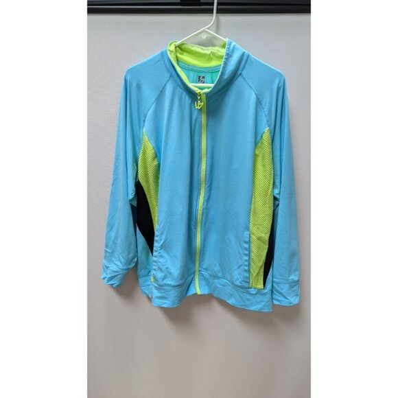 Light Blue/Lime Green Zip Up Active Jacket - Picture 1 of 2